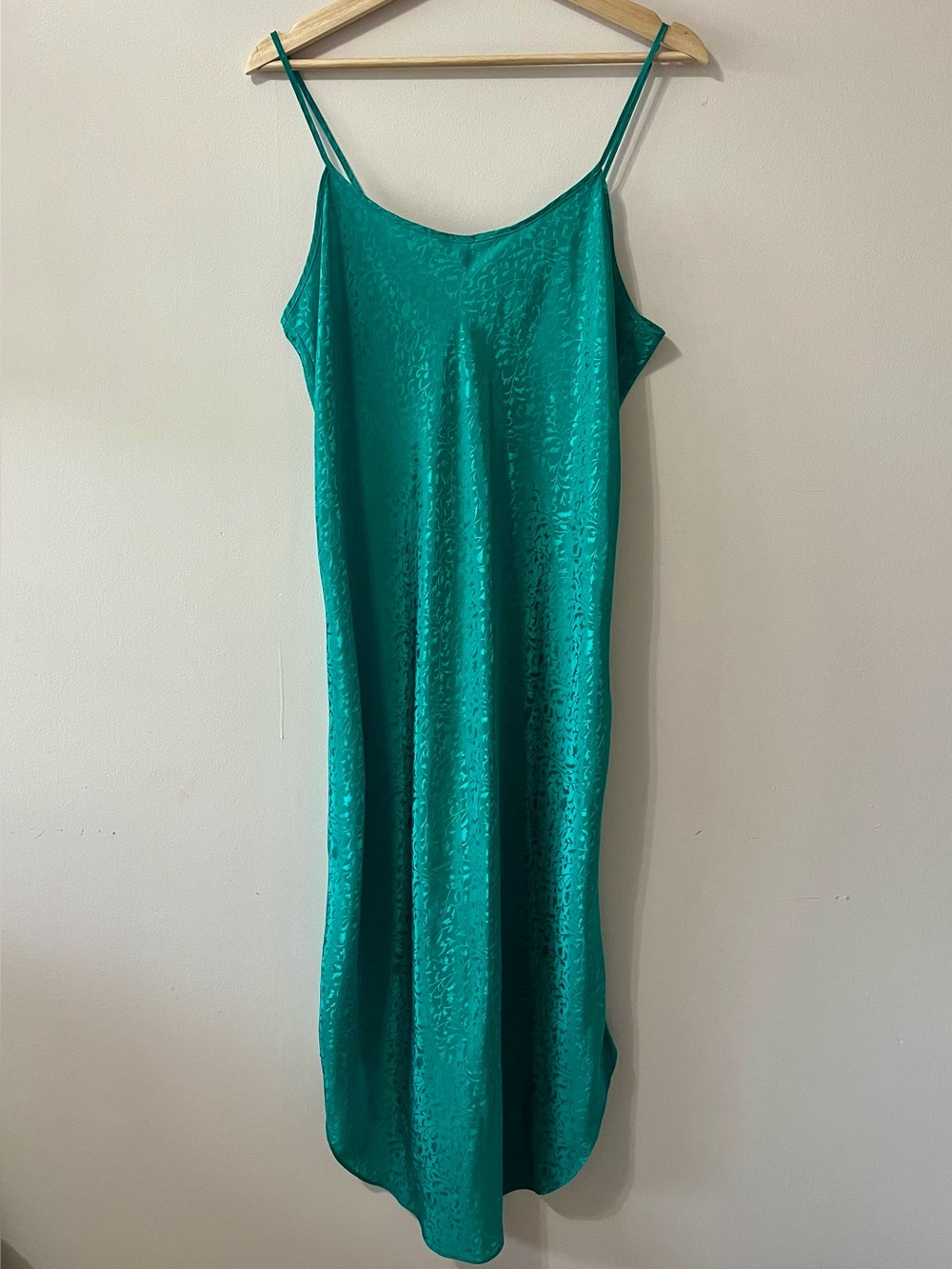 Emerald Green Slip Dress with Thin Straps